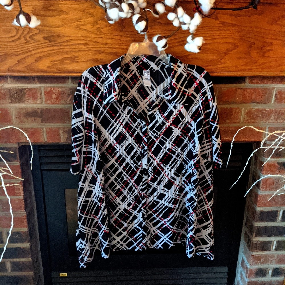 Studio 1940 semi-sheer blouse women's plus size 22/24